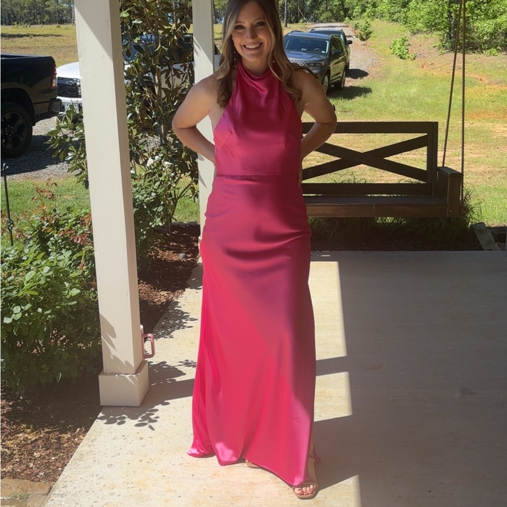 Revelry Pink Halter Maxi Dress for Weddings